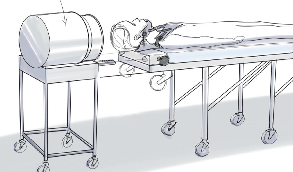Person lying on a stretcher
